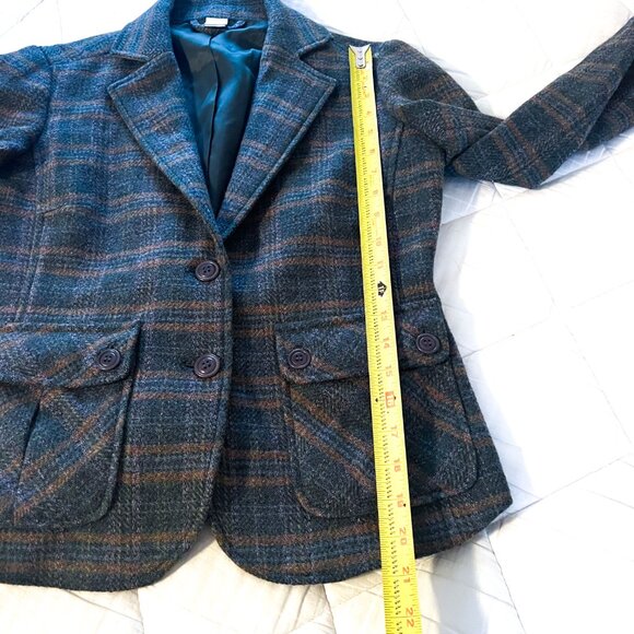 Garnet Hill 100% Wool Blend Plaid Blazer Jacket School boy Academia Size 4 - Picture 10 of 11